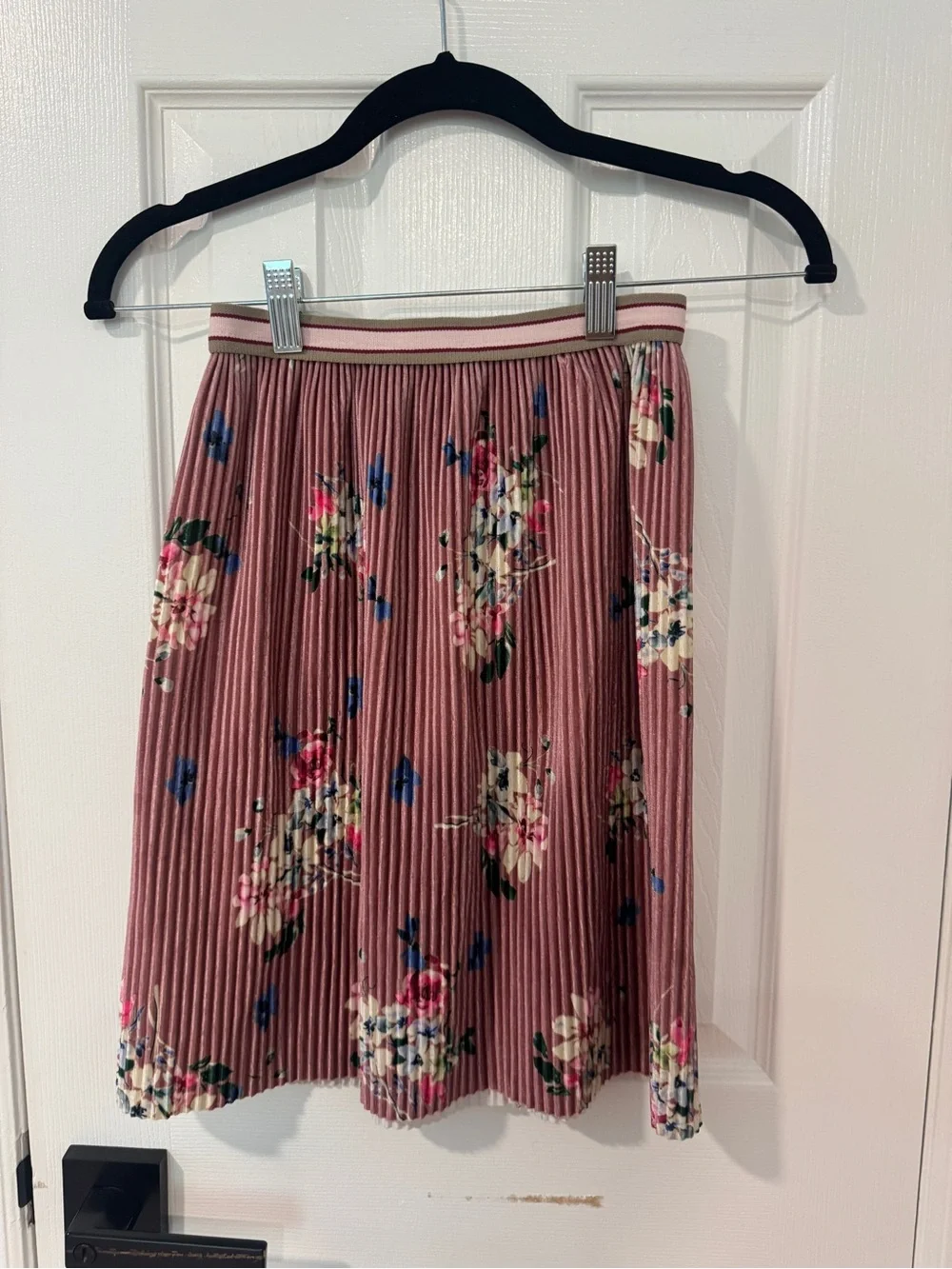 Zara girls Floral Pleated Midi Skirt - Mauve Pink